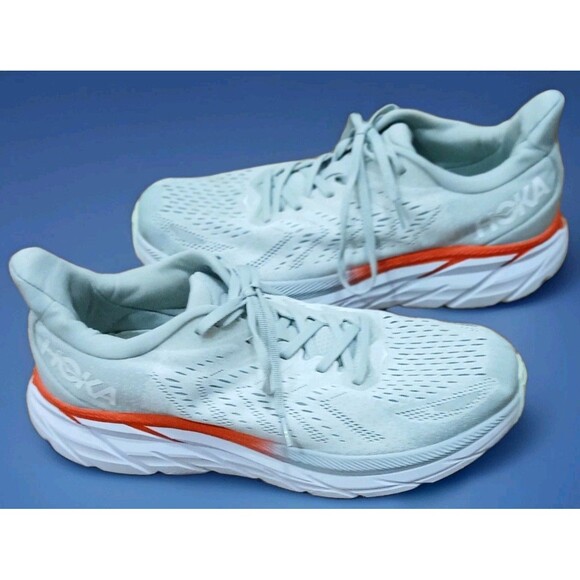 Hoka One One Clifton 8 Men’s 11D Max Cushion Running Shoes Blue Orange - Picture 1 of 12